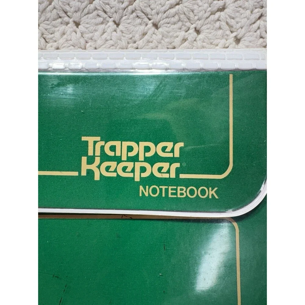 Vintage 1980's Green Mead Trapper Keeper Binder Notebook With 7 Folders and Clip
